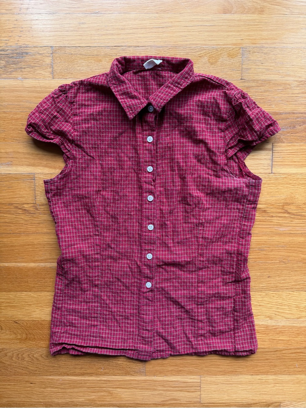 John Galt Red Plaid Button Front Collared Shirt - One Size